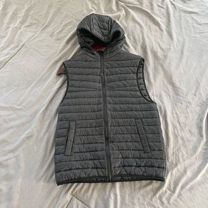 Black padded vest with hood
